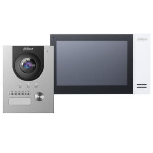 Dahua Video intercom set KTP01L(S) incl. PoE-switch, VTO2201F-P-S2  opbouw en VTH2421FW-P binnenpost