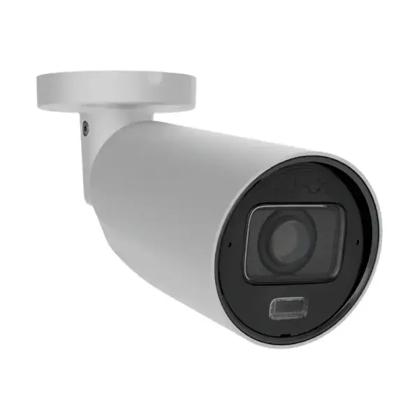 Ajax BulletCam HLVF bewakingscamera in wit, vooraanzicht schuin