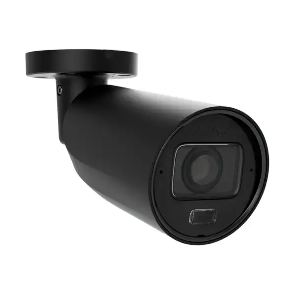Ajax BulletCam HLVF bewakingscamera in zwart, vooraanzicht schuin