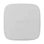 Ajax FireProtect 2 AC in het wit, vooraanzicht met het Ajax-logo