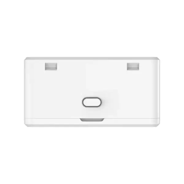 AirShield 100-240VAC Dual-Channel Relay, zijaanzicht met de bouwhoogte en de knop