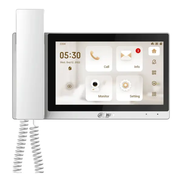 Dahua VTH5421EW-H monitor interior blanco con auricular, vista 1