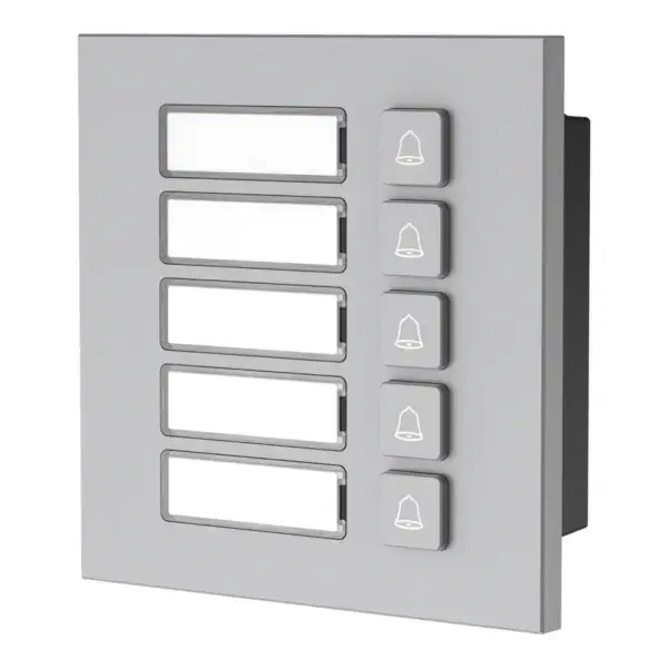 Dahua VTO4103F-MB5 beldrukkermodule met 5 knoppen, zilver, aanzicht 2