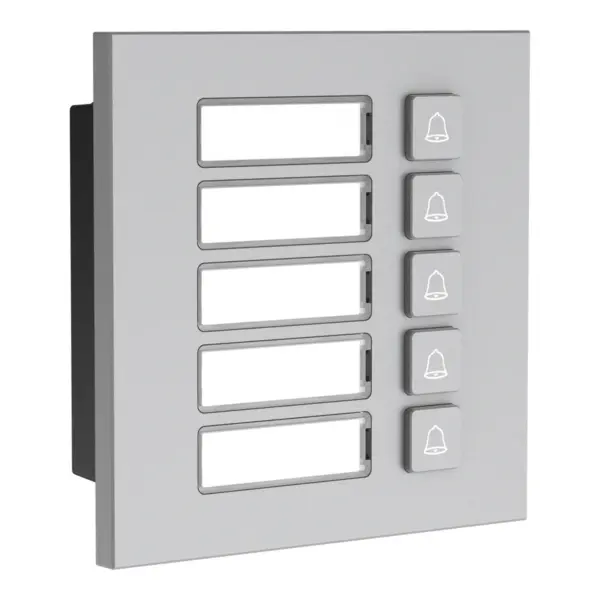 Dahua VTO4103F-MB5 beldrukkermodule met 5 knoppen, zilver, aanzicht 3