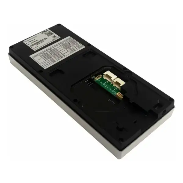 Achterkant van de Dahua VTO6631QS-WP zilver met de aansluitplaat en het bedradingsschema