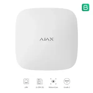 Ajax Hub 2 (2G) wit, vooraanzicht met aansluitmogelijkheden