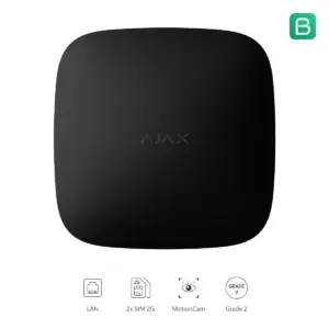 Ajax Hub 2 (2G) zwart, vooraanzicht met aansluitmogelijkheden