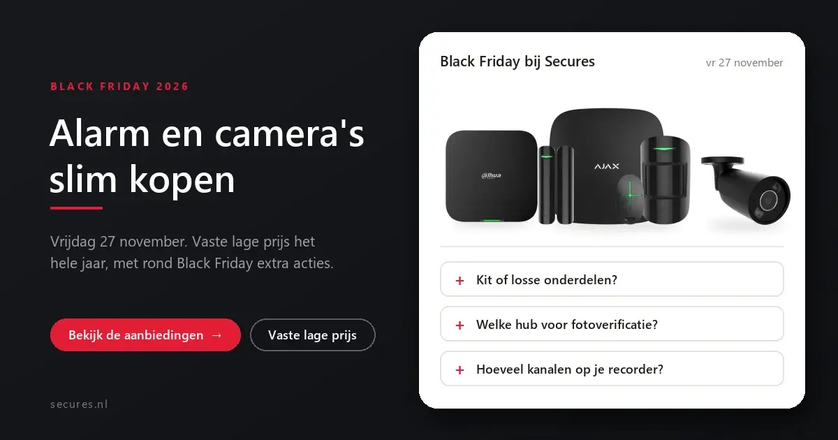 Black Friday 2026 bij Secures: AirShield-hub, Ajax StarterKit en Ajax BulletCam in zwart